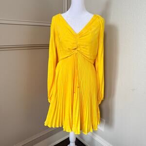 Banana Republic Radiant Mini Dress Yellow Size 2 Pleated Ruched Occasion